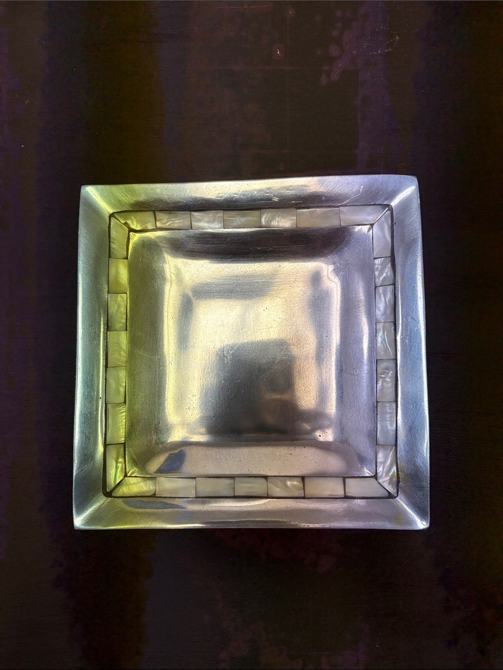 Square Silver Decorative Catchall Dish